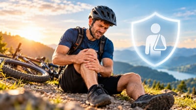 Private Unfallversicherung – Schutz im Alltag Paar beim Wandern auf einem Waldweg